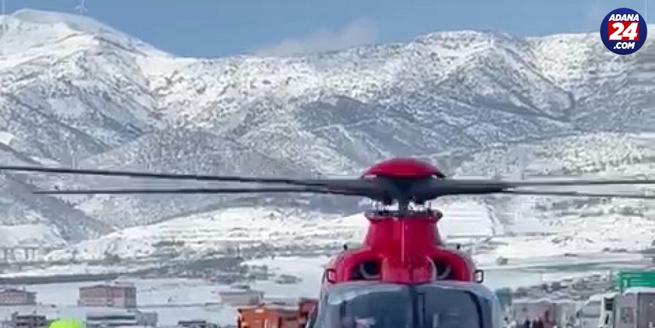 Karda mahsur kalan yeni doğan bebek için ambulans helikopter havalandı
